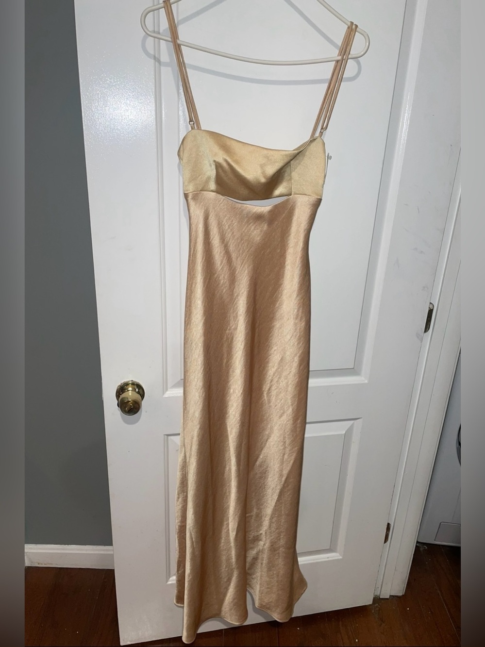 New! Bec & Bridge Satin Cutout Maxi Dress in Champagne Golden Yellow 💛 sz 2 NWT! - Picture 8 of 16